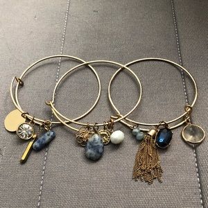 Gold/Blue charm bracelet set